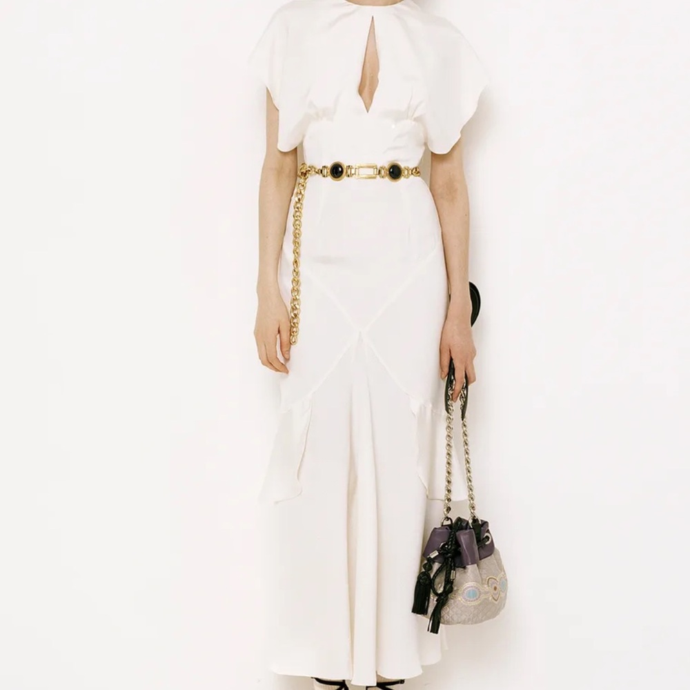 Alessandra Rich White Dress with Gold Accents